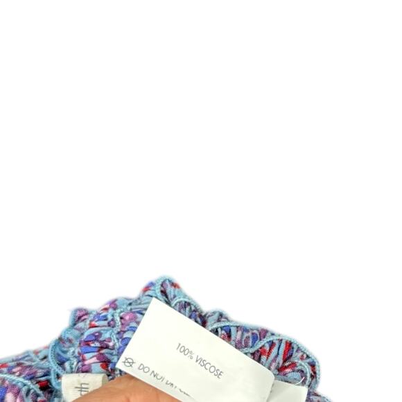 POUPETTE ST BARTH Soledad Off Shoulder Blue Red Purple Patterned Midi Dress XS - Picture 4 of 8